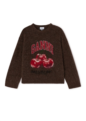 Brushed Alpaca graphic oversized sweater Chicory Coffee A1070048 Ganni 